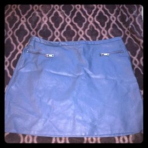 Blue a line skirt pleather zip front